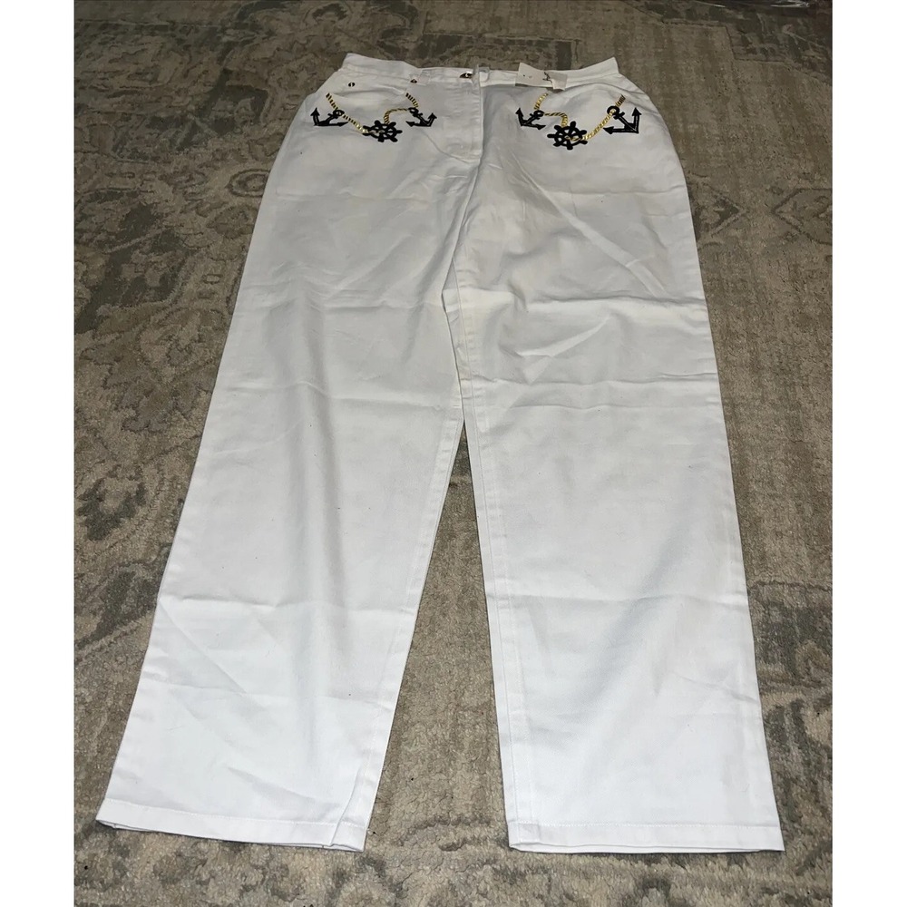 New APIECE APART White Boat Sailor Anchor Chino Cotton Blend  Pants Size‎ 14